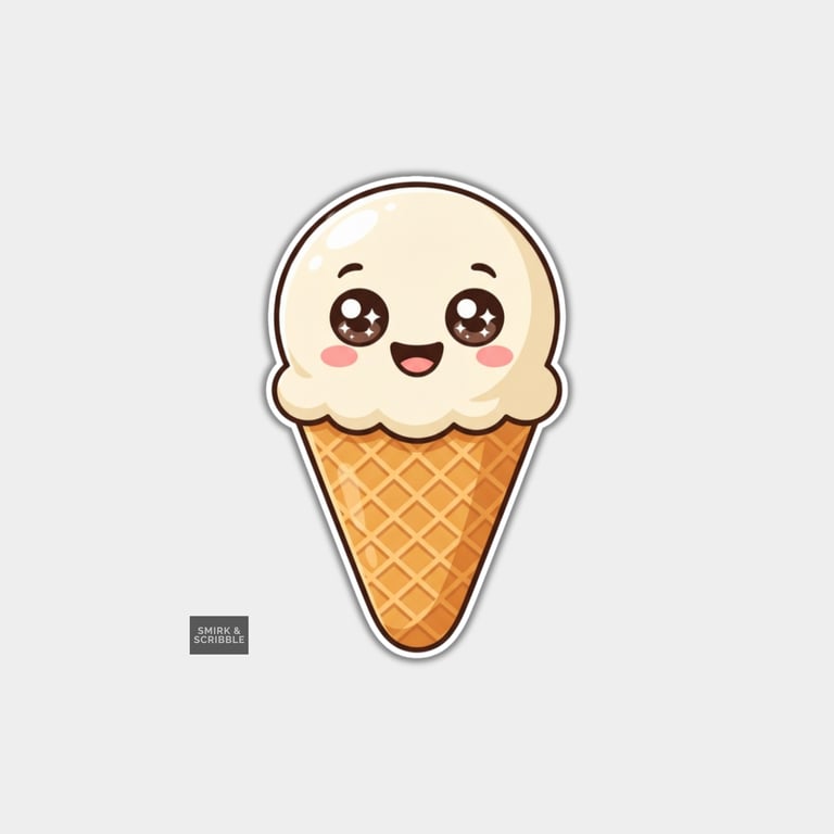 Funny Vinyl Die Cut Sticker For Adults - Cute Kawaii Ice Cream
