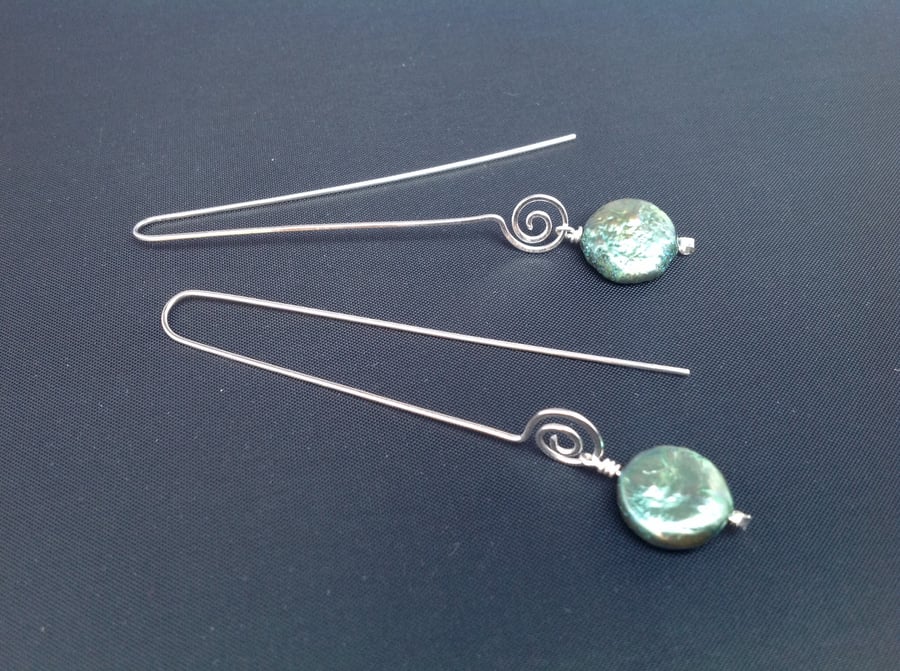 Silver and pearl earrings