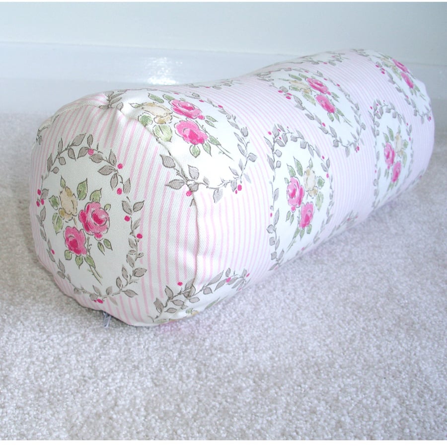 Bolster Cushion Cover 16" x 6" Round Cylinder Neck Roll Floral Stripe Roses