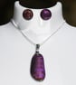 Purple and Gold Dichroic Glass Earrings on Silver Studs - 2511 - Image 9