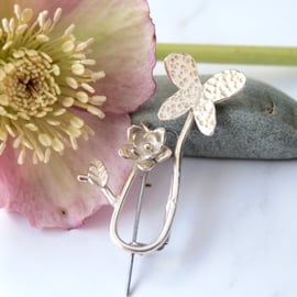 Sterling silver butterfly brooch