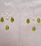 Hammered Chandelier Earrings, Olive Green Glass Earrings, Sterling Silver - Image 5