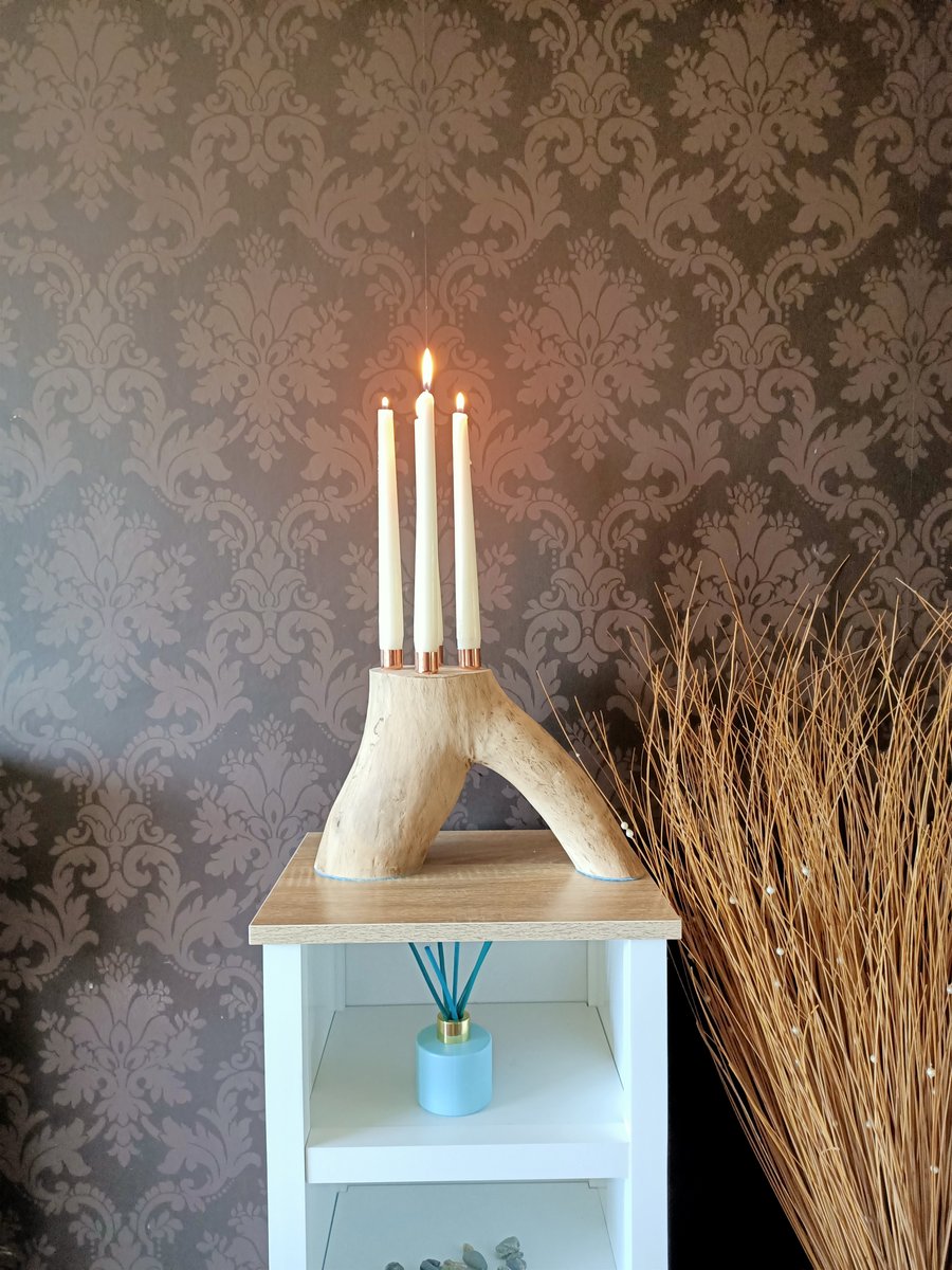 driftwood candle holder candelabra table centrepiece
