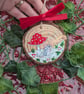 Mouse hand-painted Christmas log slice decoration  - Image 5