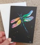 Hand Painted Dragonfly Greetings Card, unique original artwork
