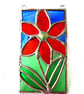 Flower Picture Stained Glass Suncatcher Art Red Yellow Orange Handmade Floral - Image 2