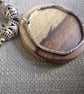 Upcycled Round Wood Pendant & Swinging Steel Ring Wood Jewellery - Image 4