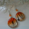 Printed Mother of Pearl Silver Plated Earrings