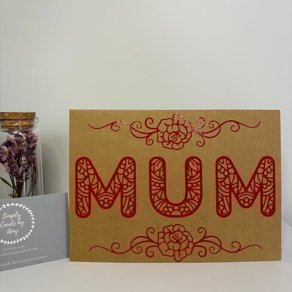 Red Pattern Mum Card