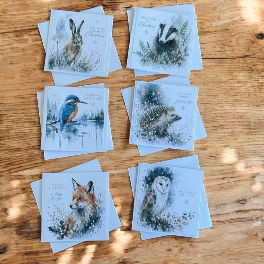 Traditional British Wildlife Christmas Card Set of Six Seasonal Greetings Cards