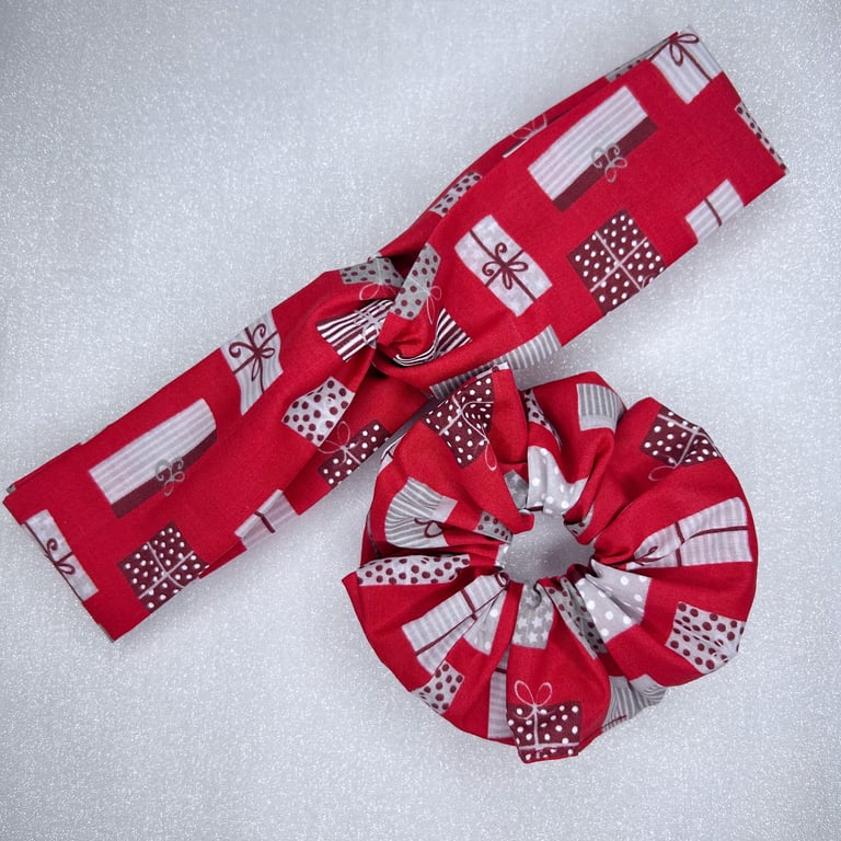 Christmas Gift, Christmas Scrunchies, Christmas Headband, Red Headband