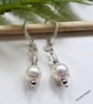 White Shell Pearl & Crystal Silver Plated Earrings 