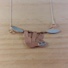 Copper and Sterling Silver Sloth Necklace (SKU130625)