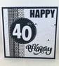 Square black and white washi tape 40th birthday card