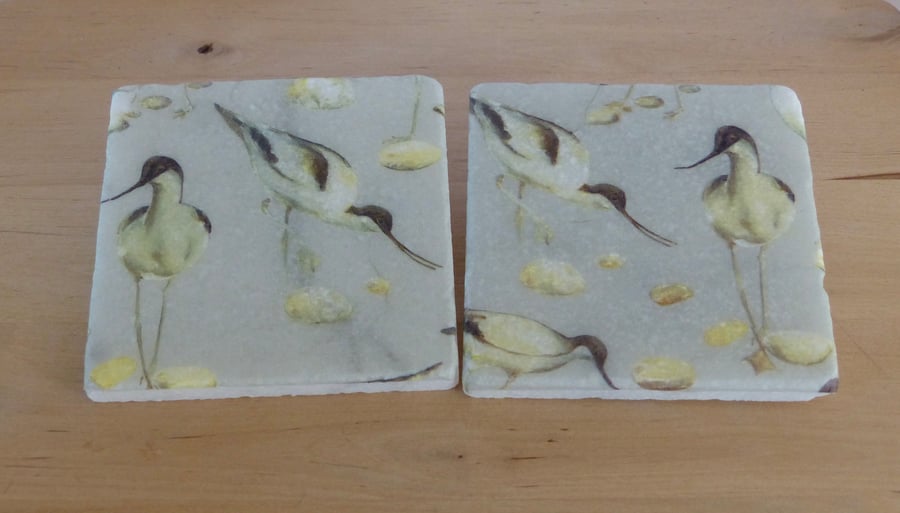 Marble 'Avocets' Coasters