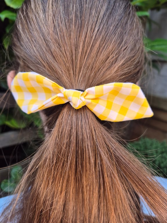 Yellow Gingham Hair Bow