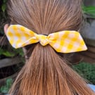 Yellow Gingham Hair Bow