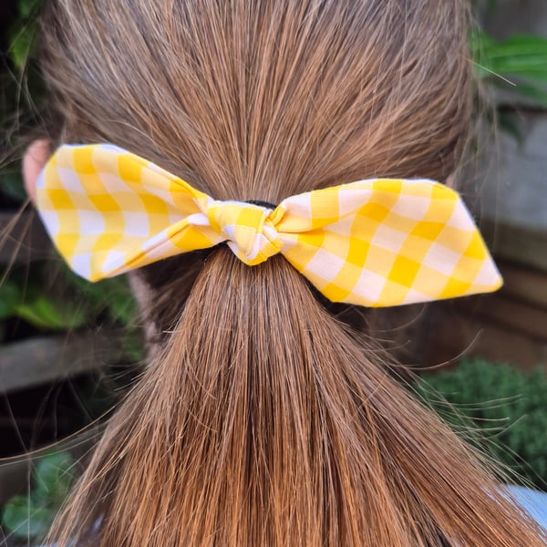 Yellow Gingham Hair Bow
