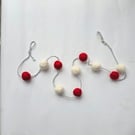 Handmade red and white ho ho ho felt ball garland