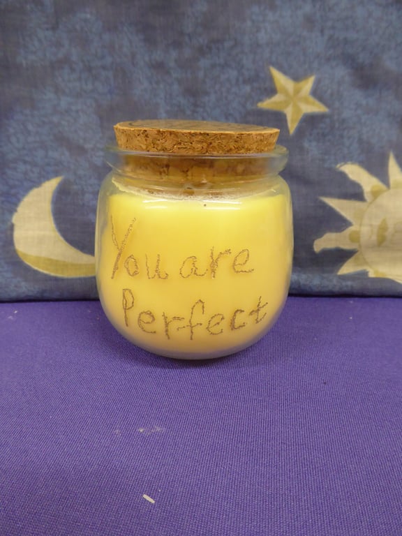 Hand Engraved You are perfect Soy Wax Candle