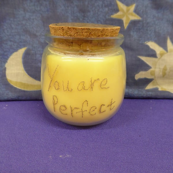 Hand Engraved You are perfect Soy Wax Candle