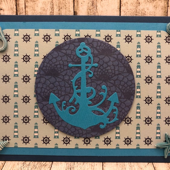 Anchor design card with nautical theme