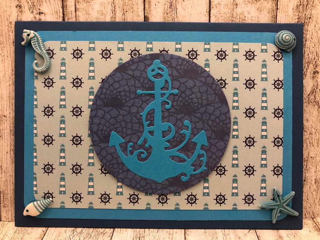 Anchor design card with nautical theme