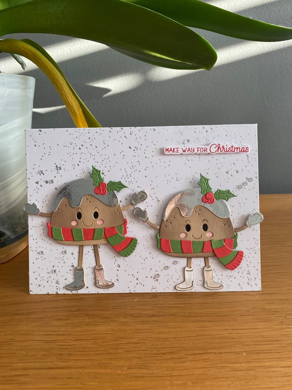 Handmade "Make Way for Christmas" Figgy Pudding Card – Double Character Design