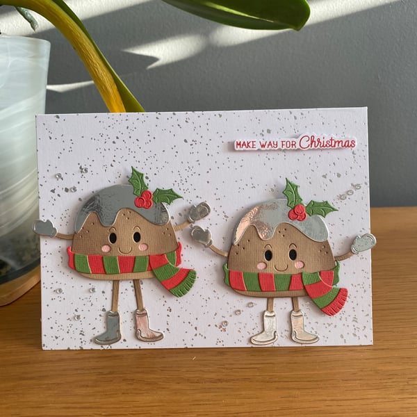 Handmade "Make Way for Christmas" Figgy Pudding Card – Double Character Design