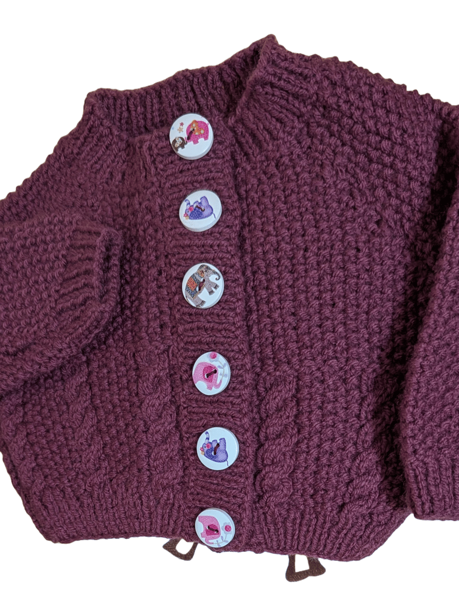 3 to 6 month old cardigan in Grape Red