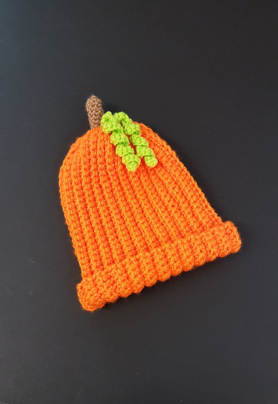 Crochet pumpkin baby beanie hat Newborn 