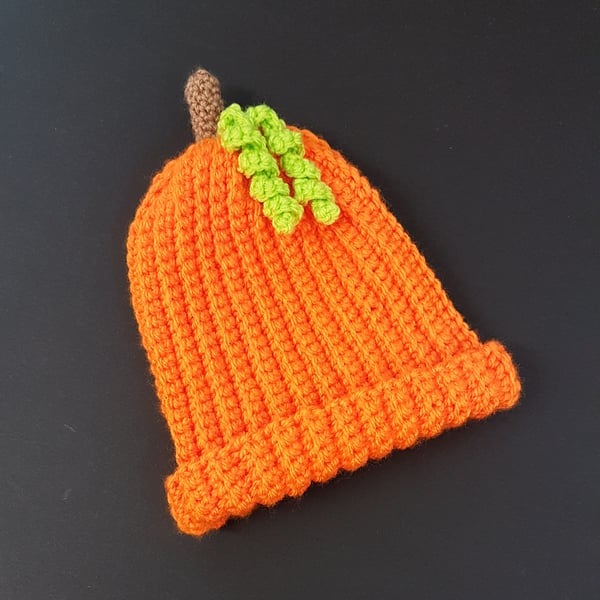 Crochet pumpkin baby beanie hat Newborn 