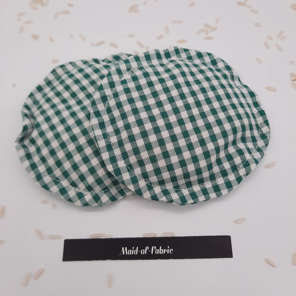 Hand warmers rice filled in green gingham fabric.  