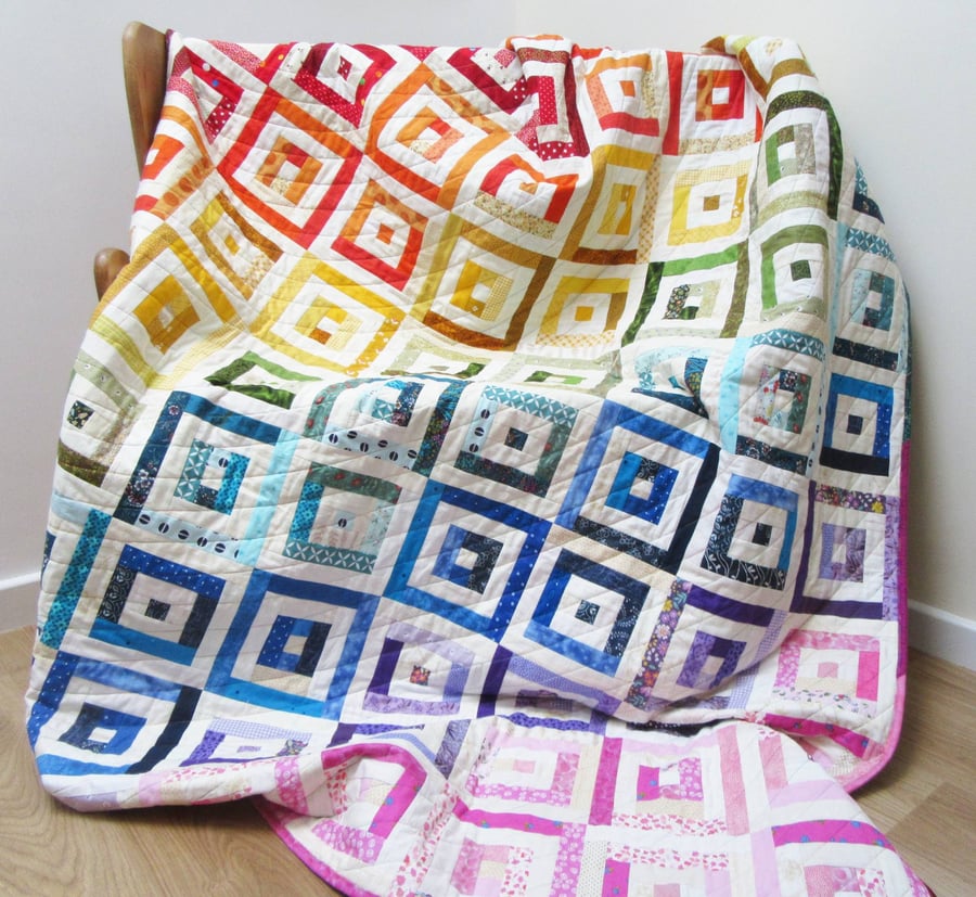 Quilted Patchwork Rainbow Throw