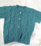 Hand Knitted Chunky Cabled Short Sleeved Cardigan, Gift Ideas for Children - Image 2