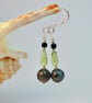 Peridot, Larvikite, Black Spinel & Silver Earrings, August Birthstone Jewellery - Image 1