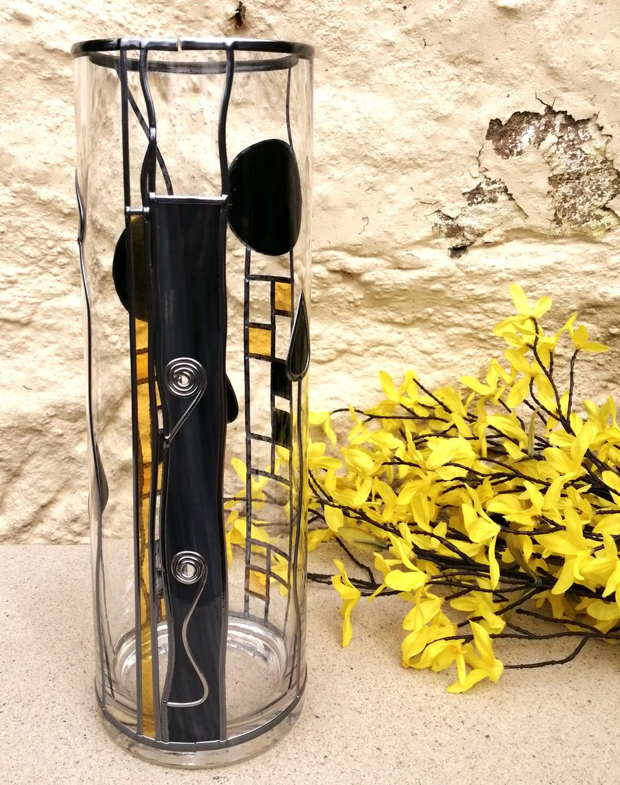 Evening Primrose is a 30cm Tall Stained Glass effect Flower Vase.