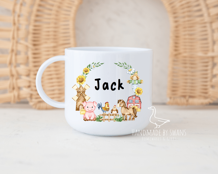 Childs farmyard mug, Polymer unbreakable cup, My first mug, cup for toddlers