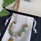 Natural Frosted blue green amazonite bead necklace