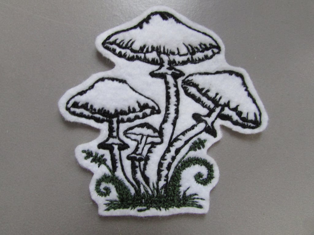 Fungi Mushroom Embroidered Sew on Applique Patch