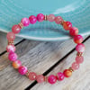 Elasticated Bracelet - Jade & Natural Stone - Tie Dye Tropical Rose Gold