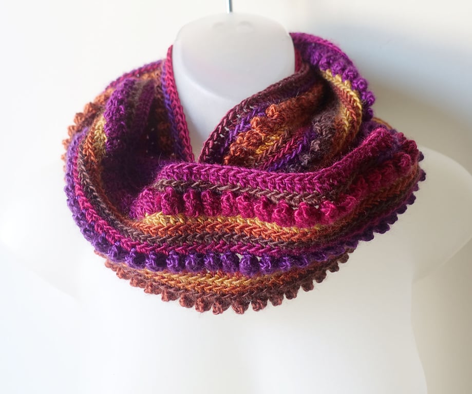 Scarf Infinity Style Fire Autumn Colours Winter Warmer Stocking Filler