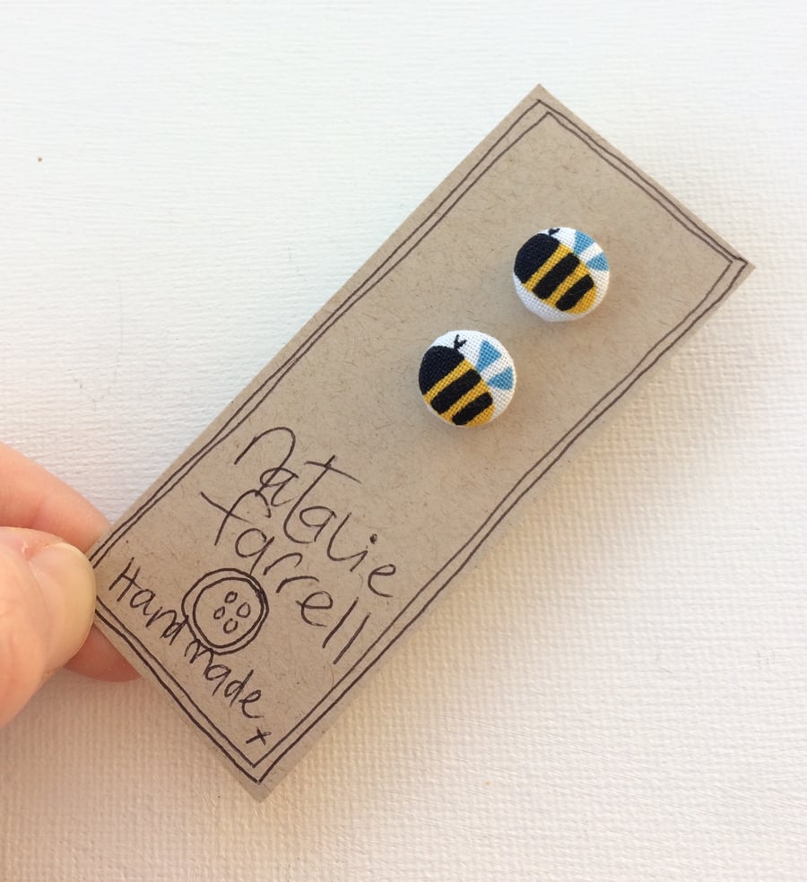 Bee Button Earrings