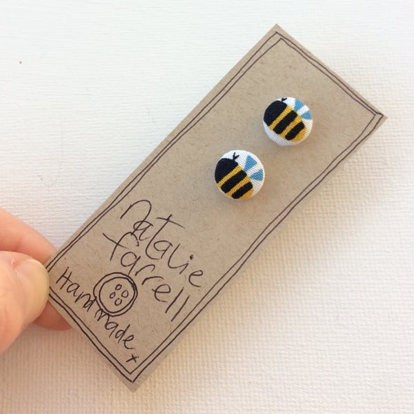 Bee Button Earrings