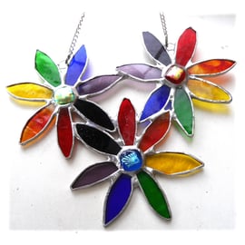 Rainbow Daisy Spray Suncatcher Stained Glass Flowers 008