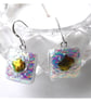 Handmade Fused 290 Dichroic Glass Earrings White Gold - Image 3