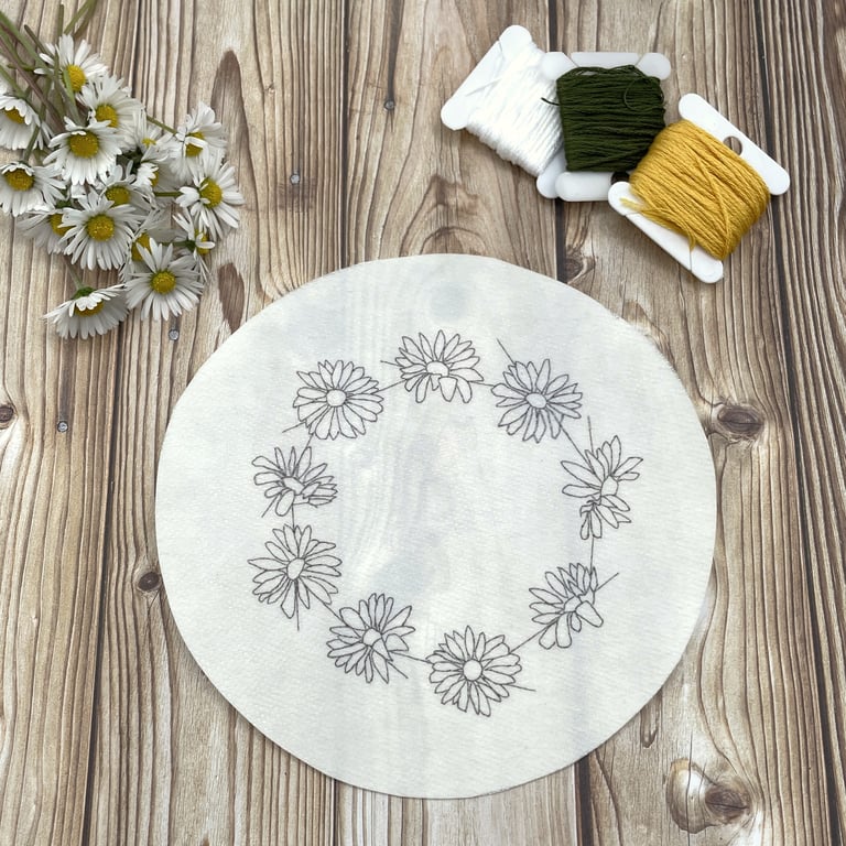 Daisy chain pattern. Stick and stitch design.