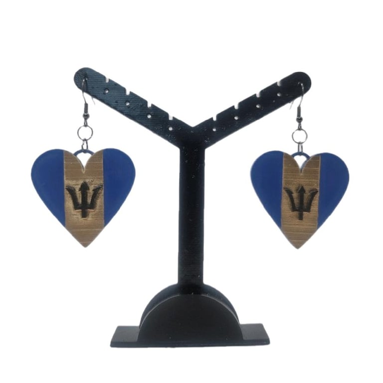Bajan flag earrings, love Barbados, loveheart jewellery, caribbean queen, 