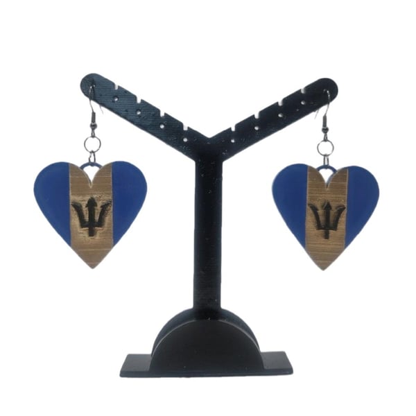 Bajan flag earrings, love Barbados, loveheart jewellery, caribbean queen, 
