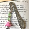 Pink Flower Beaded Ornate Bookmark 
